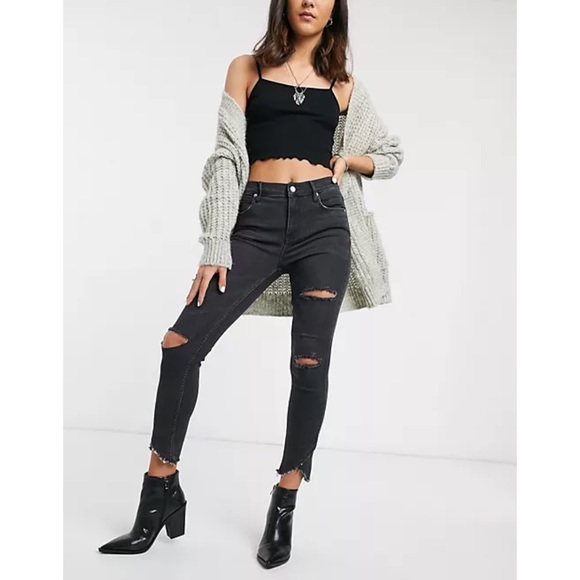 Free People Denim - Free People Sunny Mid-Rise Skinny Jeans Black